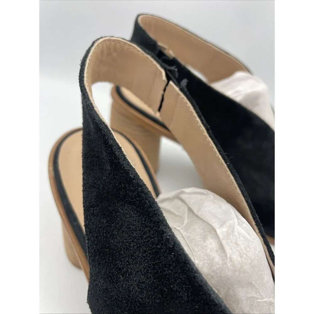 ANTHROPOLOGIE BLACK TRACY Slingback Shooties Size 40 Heels 10 High Heel